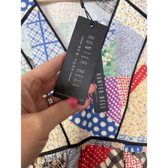 NWT Hunter Bell 3/4 Sleeves Peplum Grayson V-Neck Top Patchwork Multicolor - Picture 5 of 8